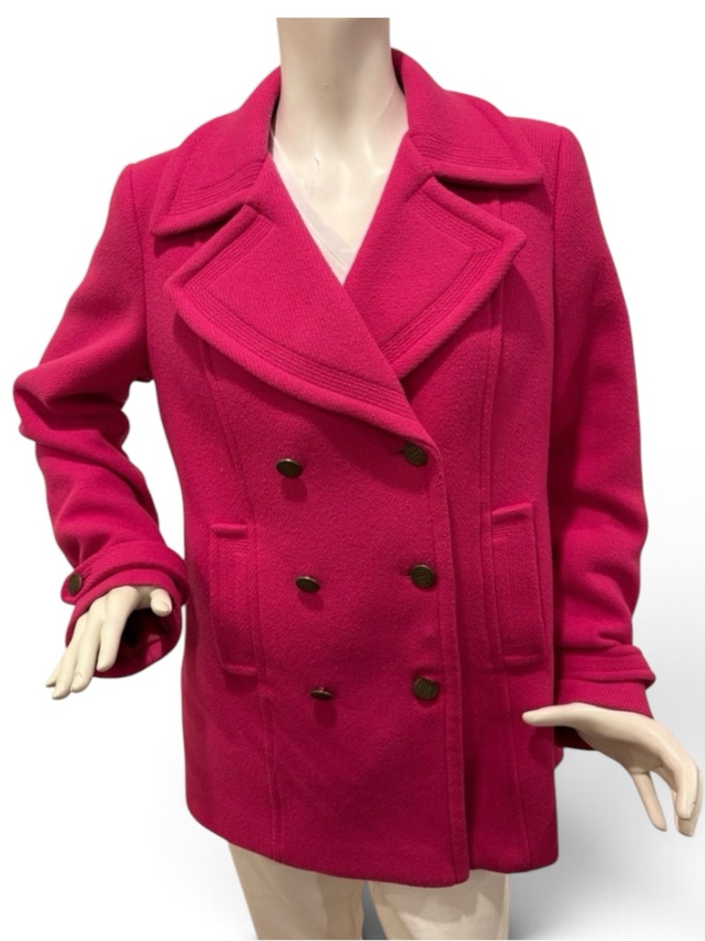 Talbots Wool Blend Double-Breasted Pink Pea Coat, size 10